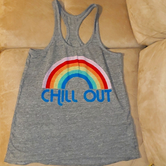 💛5 for $20💛Chaser Gray, " Chill Out" Rainbow Tank Top 🌈 - Picture 2 of 5